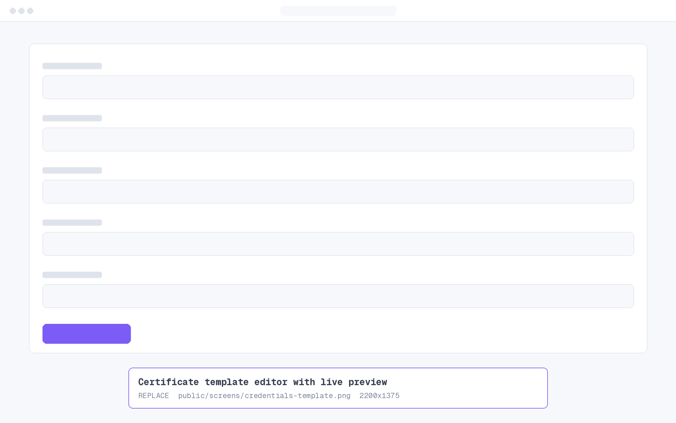 Certificate template editor with live preview